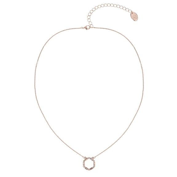 Time and Tru Adult Women's Rose Gold Tone Baguette Crystal Metal Pendant Necklace