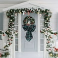 thumbnail image 2 of 1PC Wreath Bow Front Door Hanger Large Plaid Check Bow Christmas Wreath Accessories Xmas Thanksgiving Fall Party Yard Doorway Indoor Outdoor Wall Decoration, 2 of 7