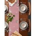 thumbnail image 5 of Table Runner Dresser Scarves Christmas Santa Claus with Flower Cotton Linen Burlap Table Cover Gold White Snowflake on Pink Table Runners for Family Kitchen Dining Holiday Party Banquet Decor, 5 of 5