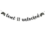 KUNGOON Video Game CORNET Level 11 Unlocked Banner,Gamer Banner,Gaming Level Up Winner Party Decor,Video Game Boy's or Girl's Game On Party Decorations Supplies.(Level 11 Unlocked)