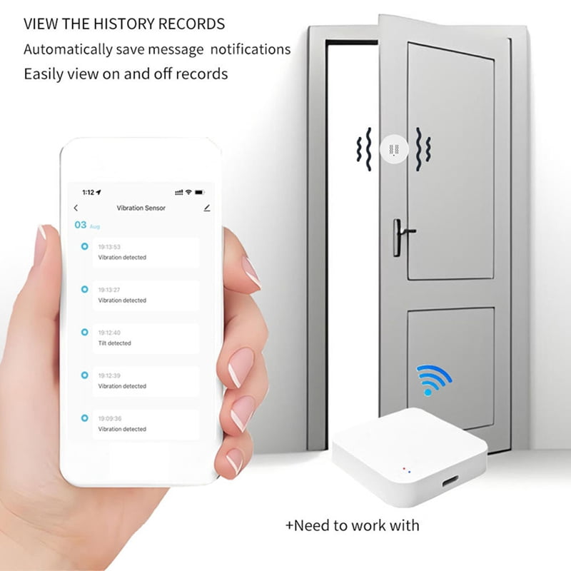 2X Tuya ZigBee Smart Vibration Sensor Real Time Monitoring Door Window Detection Alarm Smart Security Protection System