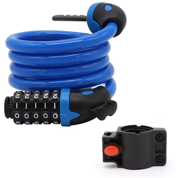 Candado para bicicleta, candado de seguridad con candado de cable con candado de combinación de 5 dígitos, nivel de seguridad muy alto, candado para bicicleta de 1,2 m x 12 mm con soporte Namotu LN-0310
