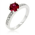 thumbnail image 1 of Precious Stars Silvertone Petite Round-Cut Red Cubic Zirconia Engagement Ring, 1 of 1