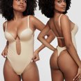 thumbnail image 3 of Sveltors Women's Sexy Thong Shapewear Bodysuit Tummy Control Plunge Backless Piece Body Shaper Bra Plus Size, 3 of 8