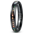 thumbnail image 1 of 4mm Unisex Black Tungsten Rings Inlaid with Crushed Created-Opal Wedding Engagement Band, 1 of 6