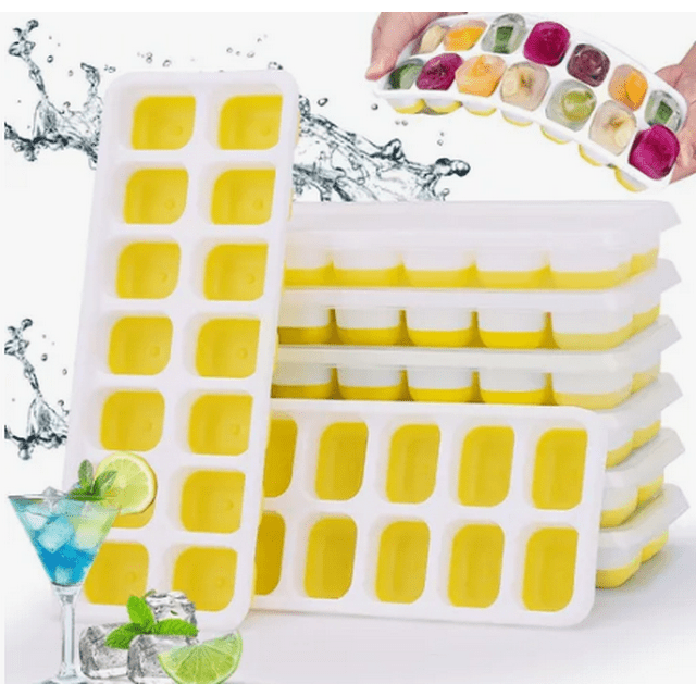 8pcs Xtellar Moldes Para Hielos Silicona Cubos Suave Tapas Bandeja Color Amarillo
