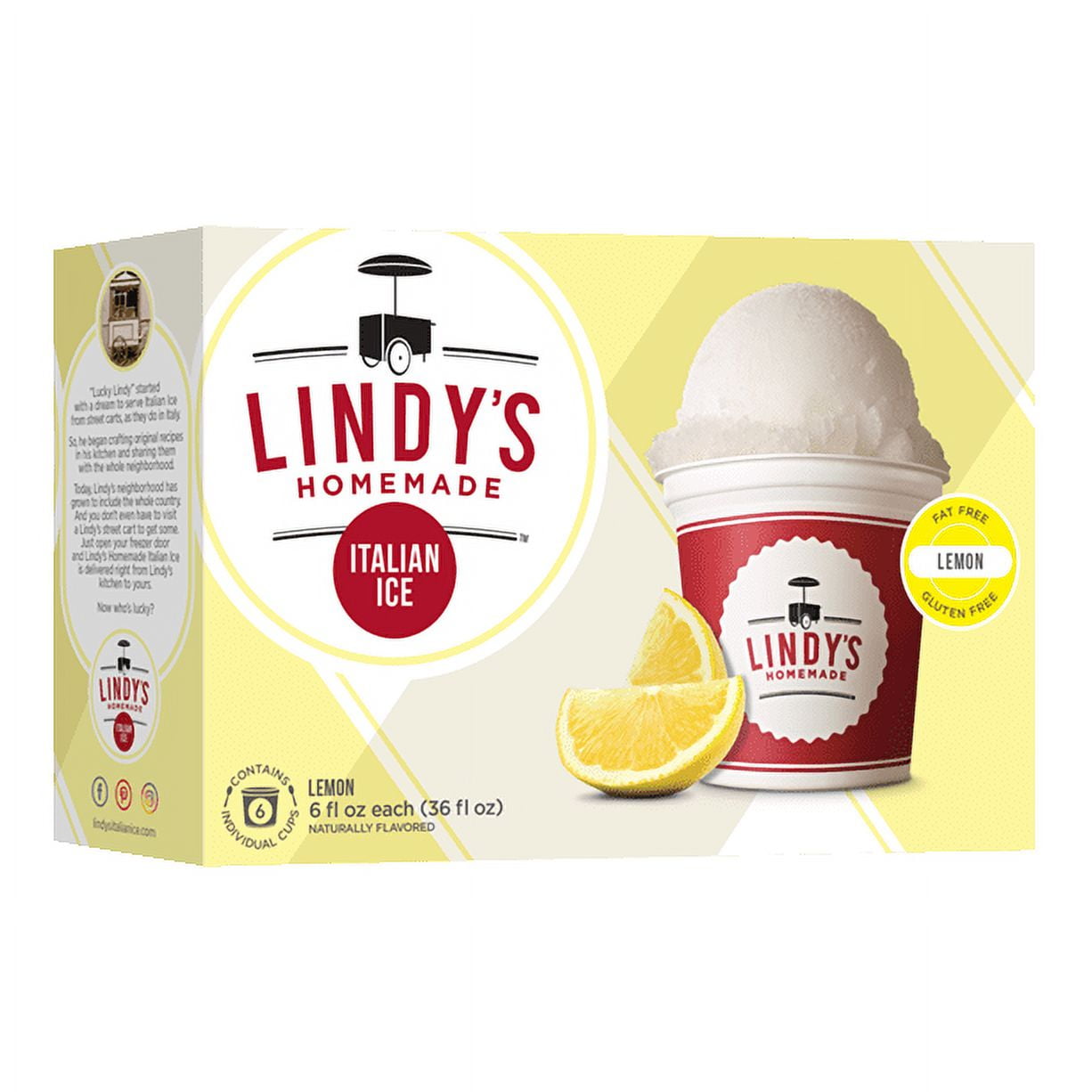 Lindy’s Homemade Gluten Free Lemon Italian Ice Cups, 6 fl oz, 6 Count (36 fl oz) – Fat Free 120 Calorie Ice Cream Alternative
