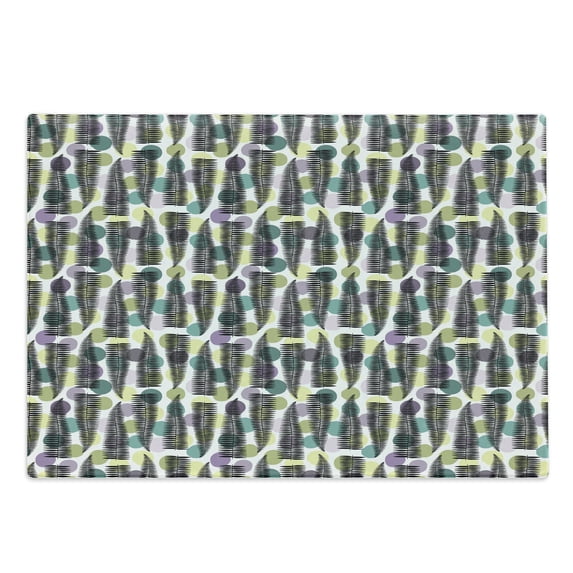 Leaves Cutting Board, Ornate Polka Dotted Pattern with Monochrome Tropical Spring Foliage Illustration, Decorative Tempered Glass Cutting and Serving Board, Large Size, Multicolor, by Ambesonne