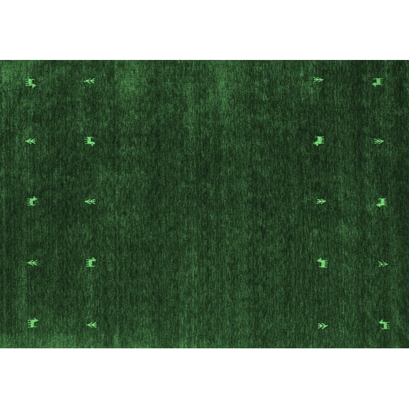 Ahgly Company Indoor Rectangle Abstract Emerald Green Contemporary Area Rugs, 5' x 8'