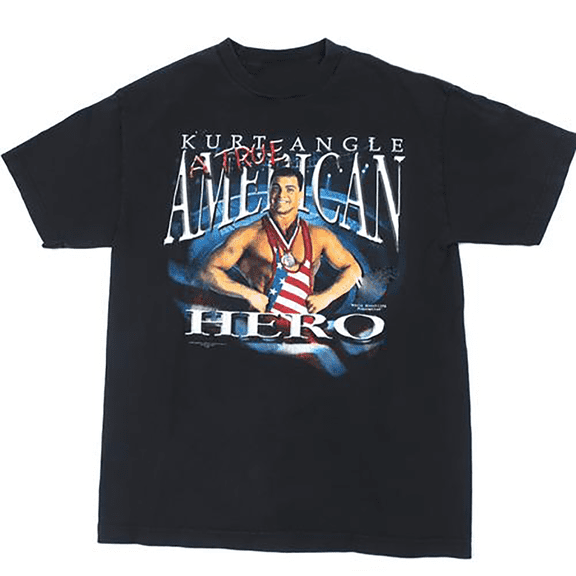 Kurt Angle Hero Wrestler Black T-Shir