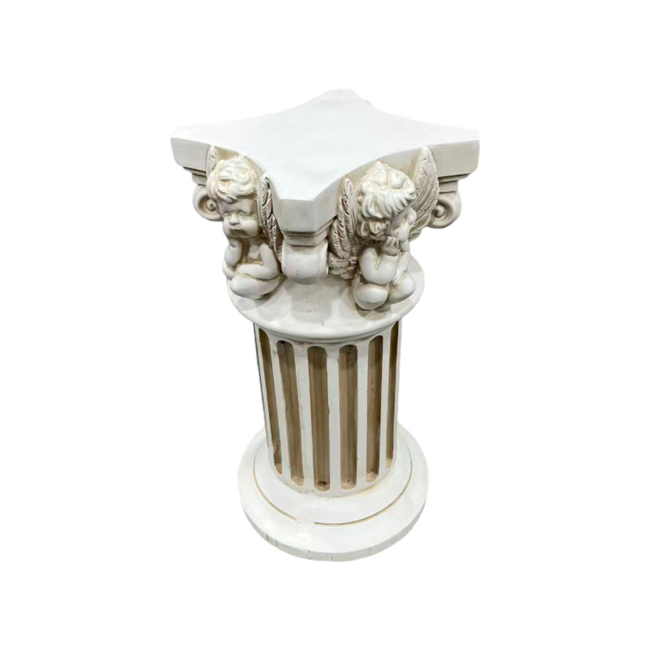 GDF Studio 18" Ancient Vintage Angel Carved Roman Column Pedestal, Garden Display Stand for Statues & Ornaments