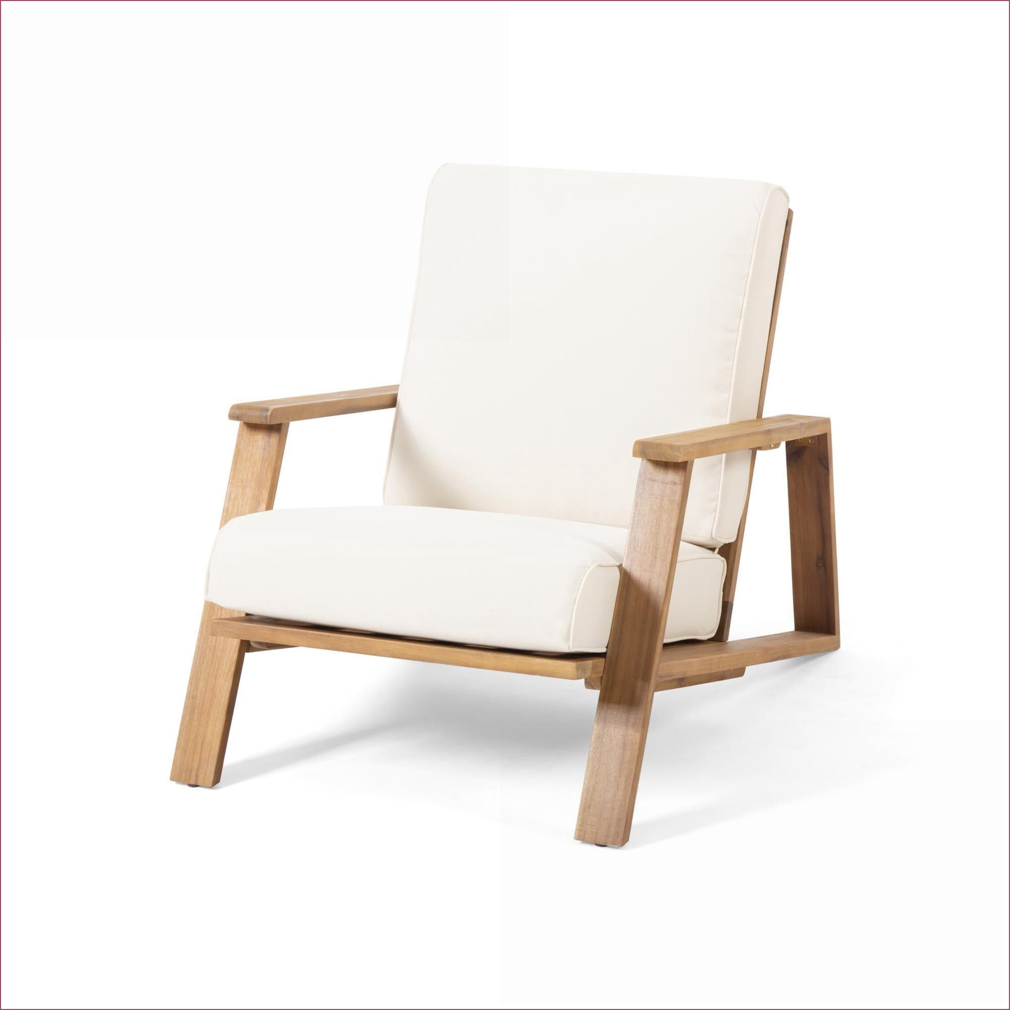 Outdoor Patio Adirondack Chair | Modern Contemporary for Backyard Poolside Fire Pit | Beige | Acacia Wood