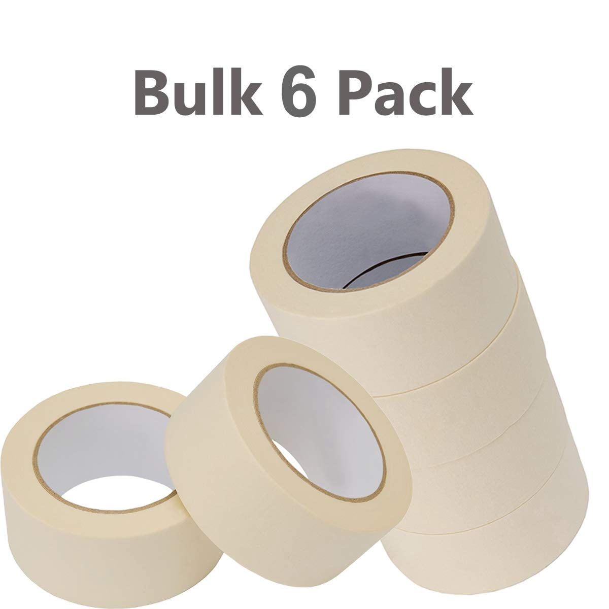 Wide Masking Tape 2 inches, 6-Pack White Masking Tape Bulk Multi Pack, General Purpose & High Performance, 1.95 inches x 55 Yards x 6 Rolls (330 Total Yards)