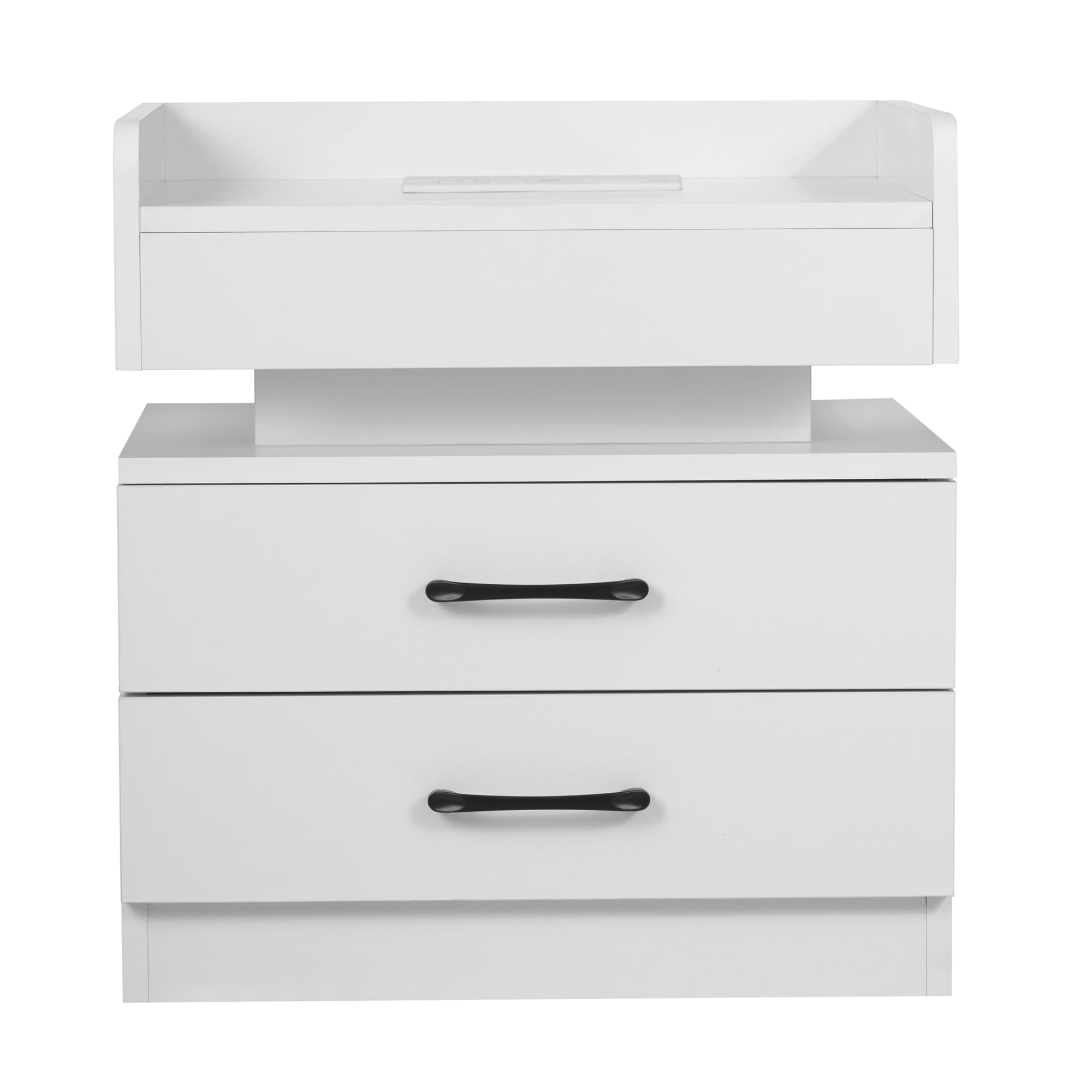 Resenkos Wireless Charging Nightstand with 2 Drawers and Remote Control LED Light, White Resenkos Wireless Charging Nightstand with 2 Drawers and Remote Control LED Light, White