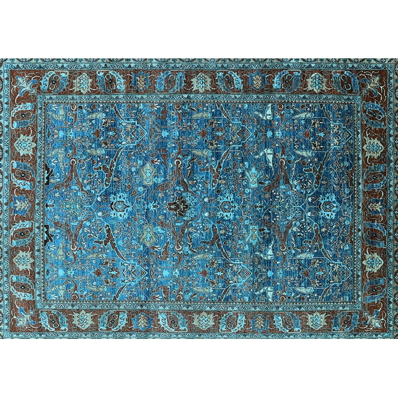 Ahgly Company Indoor Rectangle Oriental Light Blue Traditional Area Rugs, 5' x 8'