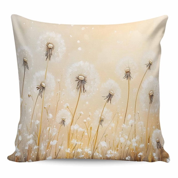 Throw Pillow Covers 20x20 Inch, Dandelion Flowers Decorative Pillow Cases for Couch Sofa Bed, Farmhouse Botanical Floral Plants Cotton Linen Square Home Decor Pillowcases with Hidden Zipper