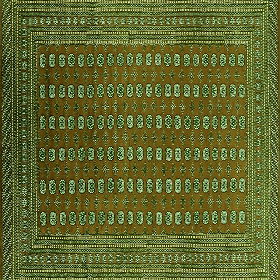 Ahgly Company Indoor Square Oriental Green Industrial Area Rugs, 7' Square