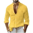 thumbnail image 2 of Men Clothing, Mens Long Sleeve Cotton Linen Shirts 2025 Fall Fashion Big&Tall Gauze Shirt Casual Loose Button Tops Comfy Blouses, 2 of 8