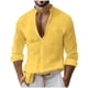 thumbnail image 2 of pstuiky camisa de manga larga para hombre, Camisa informal de manga larga con cuello alto y bolsillos para hombre, con botones y color liso camisetas de hombre m, 2 of 8