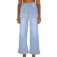 thumbnail image 3 of Cutuoiiu Women's Casual Plus Size High Waist Loose Wide Leg Cropped Denim Jeans with Patch Pockets Gifts, 3 of 6