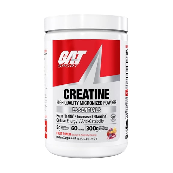 GAT SPORT CREATINE MONOHYDRATE, Fruit Punch, 13.8 oz (60 Servings)