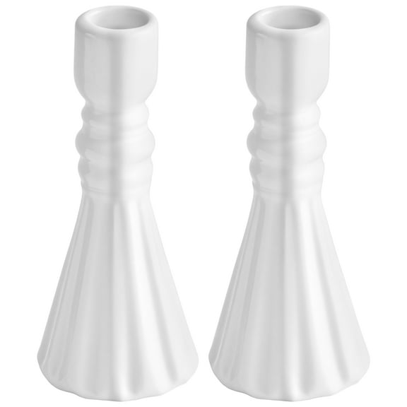 2 PCS Ceramic Taper Candle Holders, Elegant White Candle Stick Holders, Decorative Candle Holder for Weddings Dinners