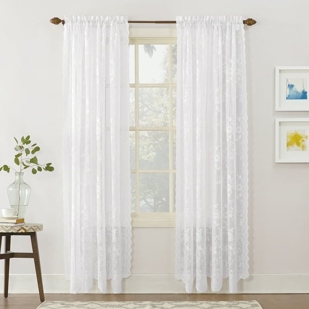 No. 918 Quinn Floral Lace Sheer Rod Pocket Curtain Panel