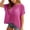 Hot Pink, variant on XINPING Womens Spring Tops 2026 Summer Shirts Crochet Cap Short Sleeve Knitted Sweater Pullover Cute Crew Neck Beach Vacation Cover Ups S