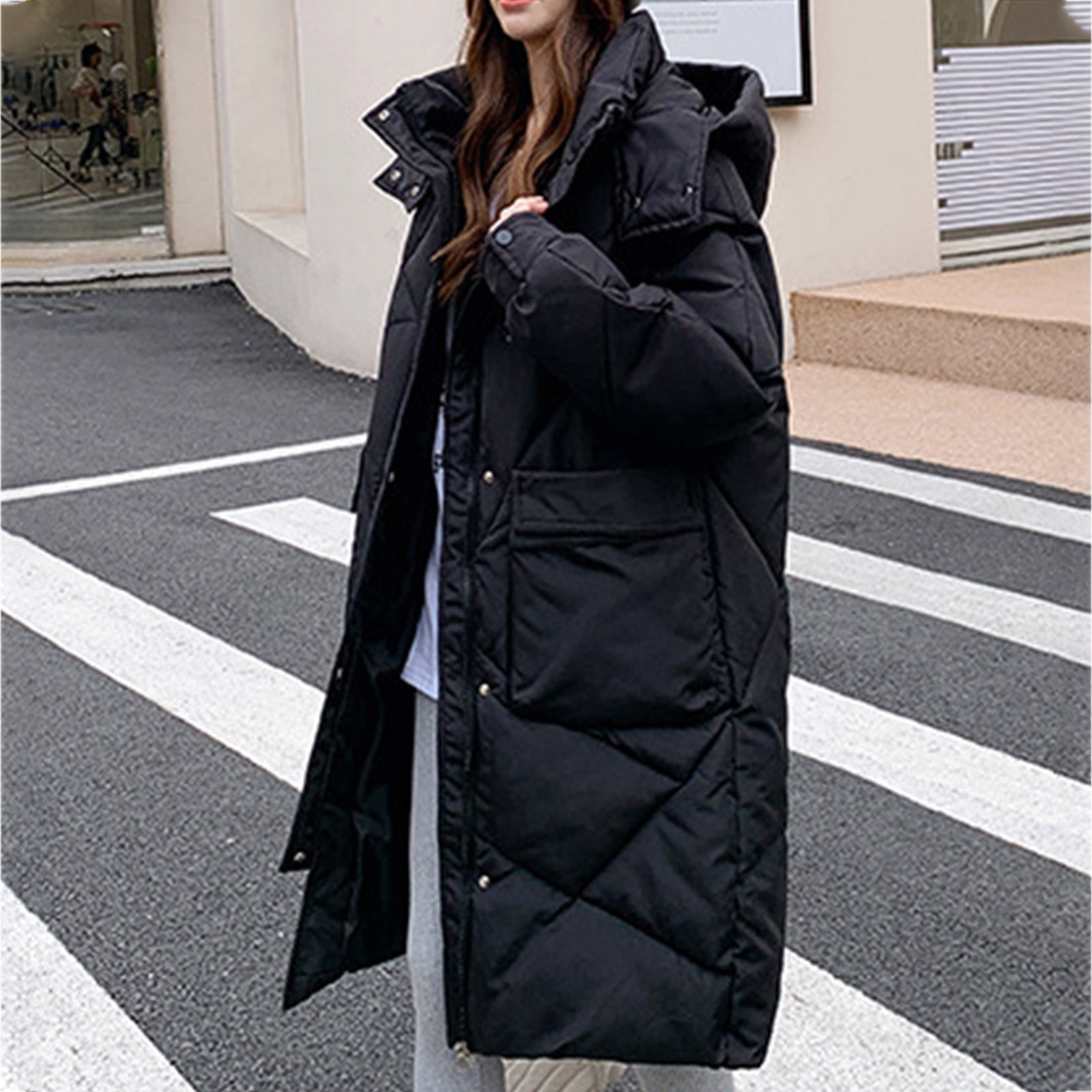 Aboser Womens Hooded Quilted Coats Winter Long Sleeve Puffer