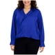thumbnail image 1 of Calvin Klein Womens Faux-Wrap Wrap Blouse, blue, Plus Size, 3X, 1 of 1