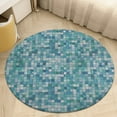 thumbnail image 6 of Decorative Ceramic Tiles Texture Round Carpet Circle Rug Outdoor Patio Area Rug Washable Large Area Rugs Hallway Room Decor Fitness Mats, 6 of 8