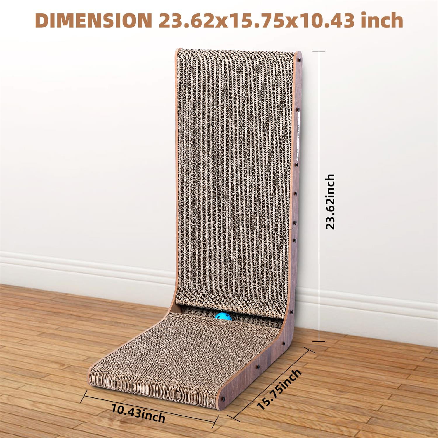 Pefilos 20" Cat Scratcher for Indoor Cats, 2-in-1 Wood Corrugate Cat Scratch Pad, Cat Scratching House Cardboard, Beige Pefilos 20" Cat Scratcher for Indoor Cats, 2-in-1 Wood Corrugate Cat Scratch Pad, Cat Scratching House Cardboard, Beige