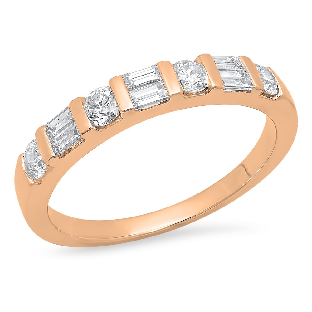DazzlingRock 0.47 Carat (Ctw) 18K Rose Gold Round & Baguette Cut