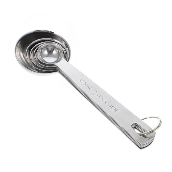 Mobutofu Baking Measuring Spoons 5Pcs Silver Stainless Steel For Accurate Measurements