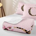 thumbnail image 4 of meiyoeat Leopard Bow Initial C Twin Quilt Set,Pink Print Monogram Design Twin Coverlet Set For Girl,2 Pieces, 4 of 7