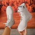 thumbnail image 1 of Fankiway Bottes à la Cheville à Bout Rond pour Femmes, Talon Bas, Fermeture Éclair Latérale, Bottes de Mode Automne Hiver, Bottes Confortables Décontractées Habillées, Blanc, 1 of 9