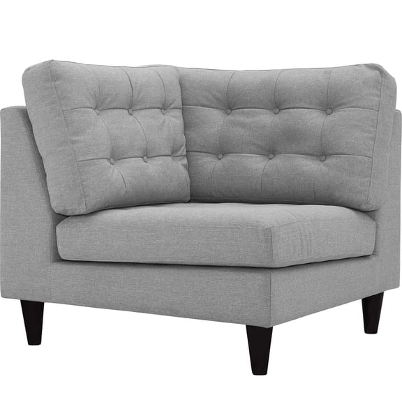 Maklaine Upholstered Polyester Fabric Sofa Corner Chair in Light Gray