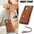 thumbnail image 3 of for Samsung Galaxy S24 Ultra Case, Wallet Phone PU Leather Case with Card Holder Crossbody Cover for Women Girls Strap Wristlet RFID Blocking Shockproof Protective Cover for Samsung S24 Ultra, Brown, 3 of 9