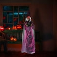 thumbnail image 6 of XIA0LE 70.8in Life Size Hanging Talking Witch, Animated Halloween Witch With Sound Activation And Red Eyes For Outdoor & Indoor Decor ,Spooky And Scary Witch For Halloween Decorations (Purple), 6 of 9