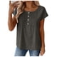 thumbnail image 1 of Camisas de Cuello de la Tripulación de Manga Corta para las Mujeres Top Botón de Color Sólido, Camisas de Manga Corta de Verano para las Mujeres Casual Spring Transpirable, 1 of 7