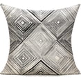 thumbnail image 2 of Black Grey Outdoor Throw Pillow Covers Couch Patio Furniture Bench Geometric Striped Square Indoor Decorative Cushion Cases Abstract Modern Home Decor for Bedroom Sofa Porch 20X20 Set of 4, 2 of 5