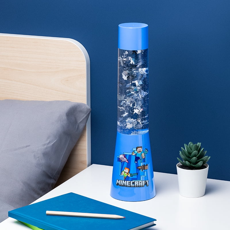 Minecraft Glitter Liquid Flow Lamp with Floating Icons - Officially Licensed Microsoft Merchandise, Bedroom Night Light, Game Room Decor | Paladone