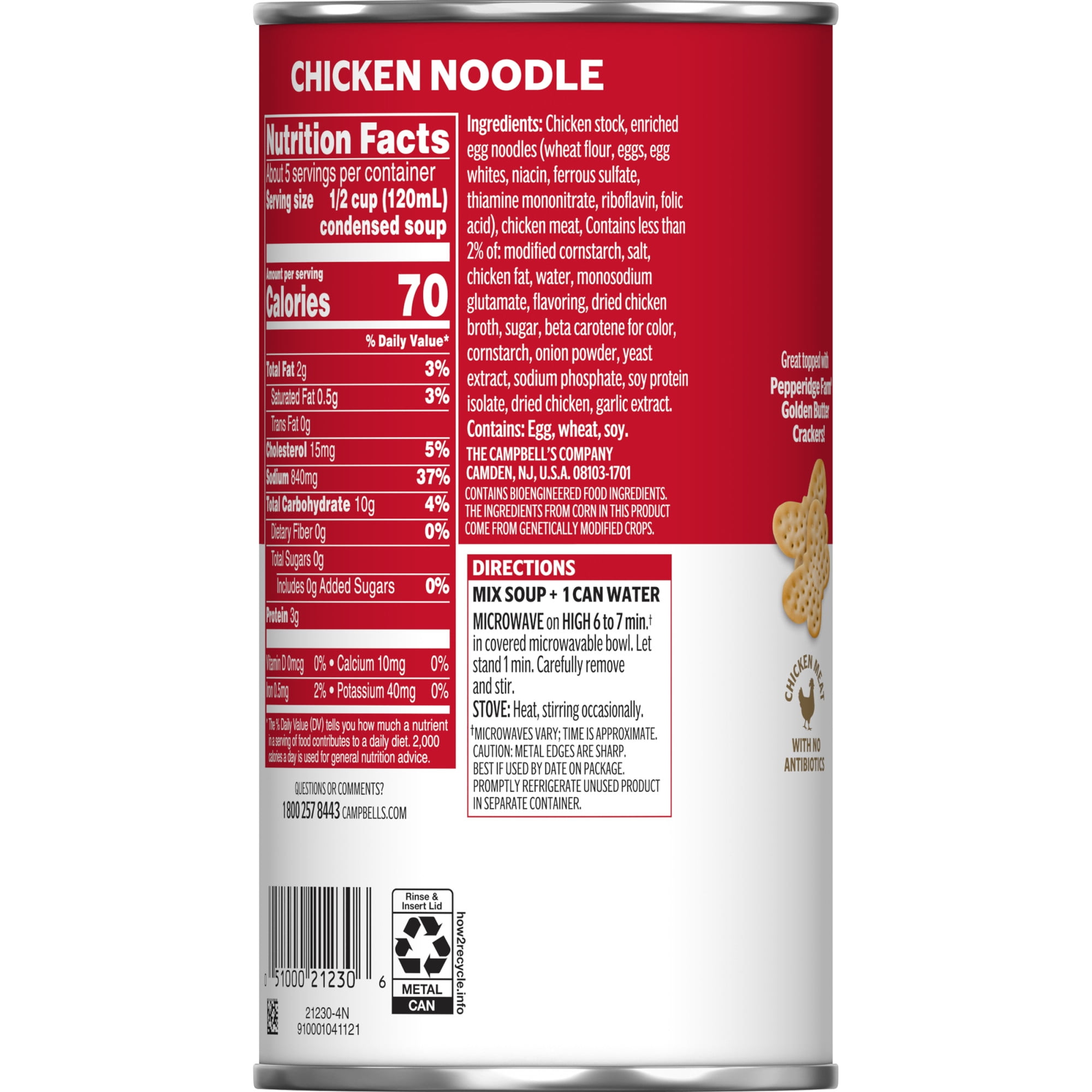 (4 pack) Campbell’s Condensed Chicken Noodle Soup Dry Egg Noodle Recipe, 22.4 oz Family Size Can