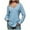 Light Blue, variant on Xdegoge Long Sleeve V Neck Shirts for Women with Thumb Holes Curved Hem Tunic Tops Casual Loose Fit Basic Solid Color Top Soft Cozy Fashion Outfits
