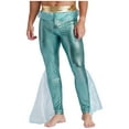 thumbnail image 4 of Aislor Mens Mermaid Pants Metallic Shiny Fishscale Print Leggings King of The Seas Halloween Cosplay Mint Green XXL, 4 of 7