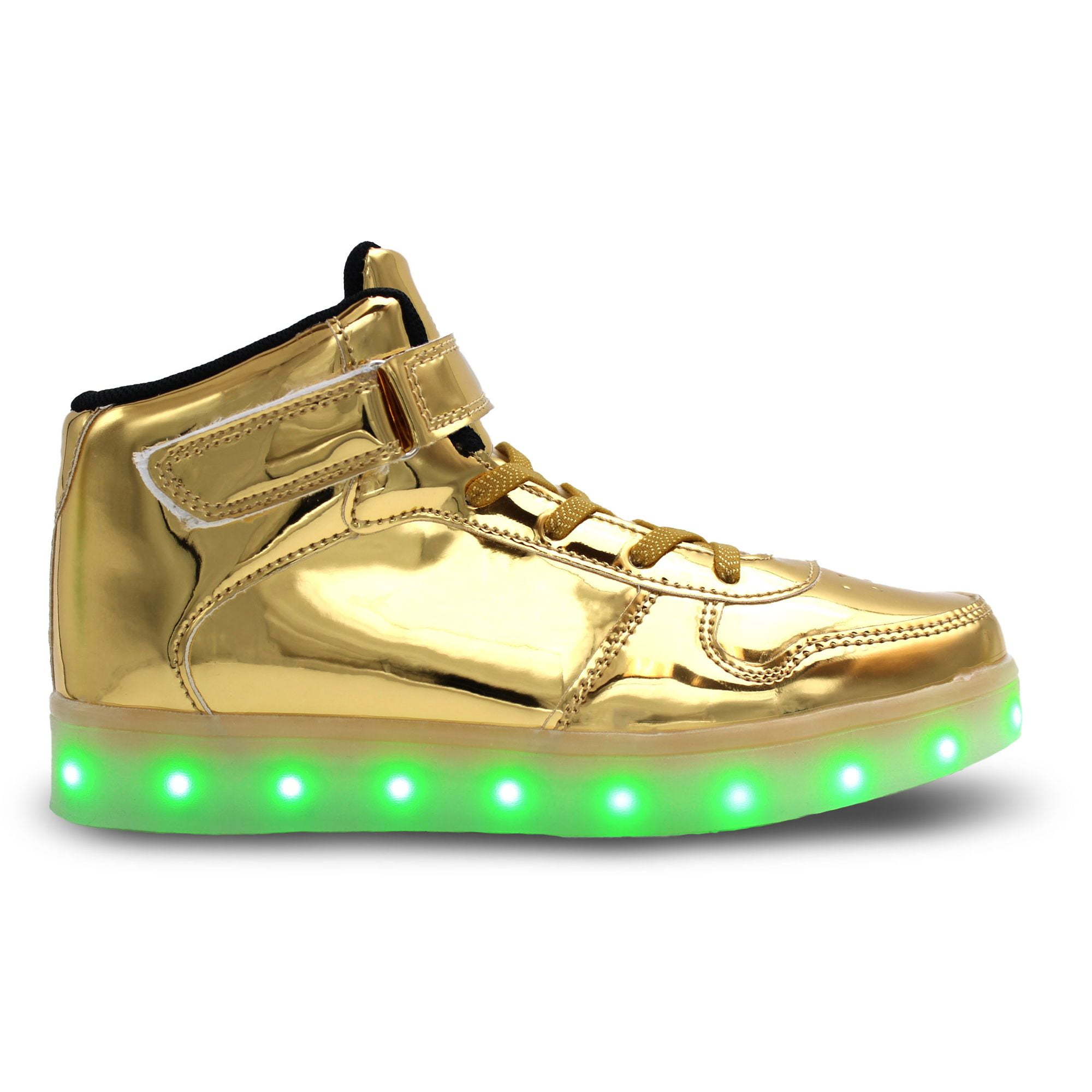 Odema Girls Boys Light Up Hightop LED Sneakers Ankle Boots Gold Size US10 Toddler