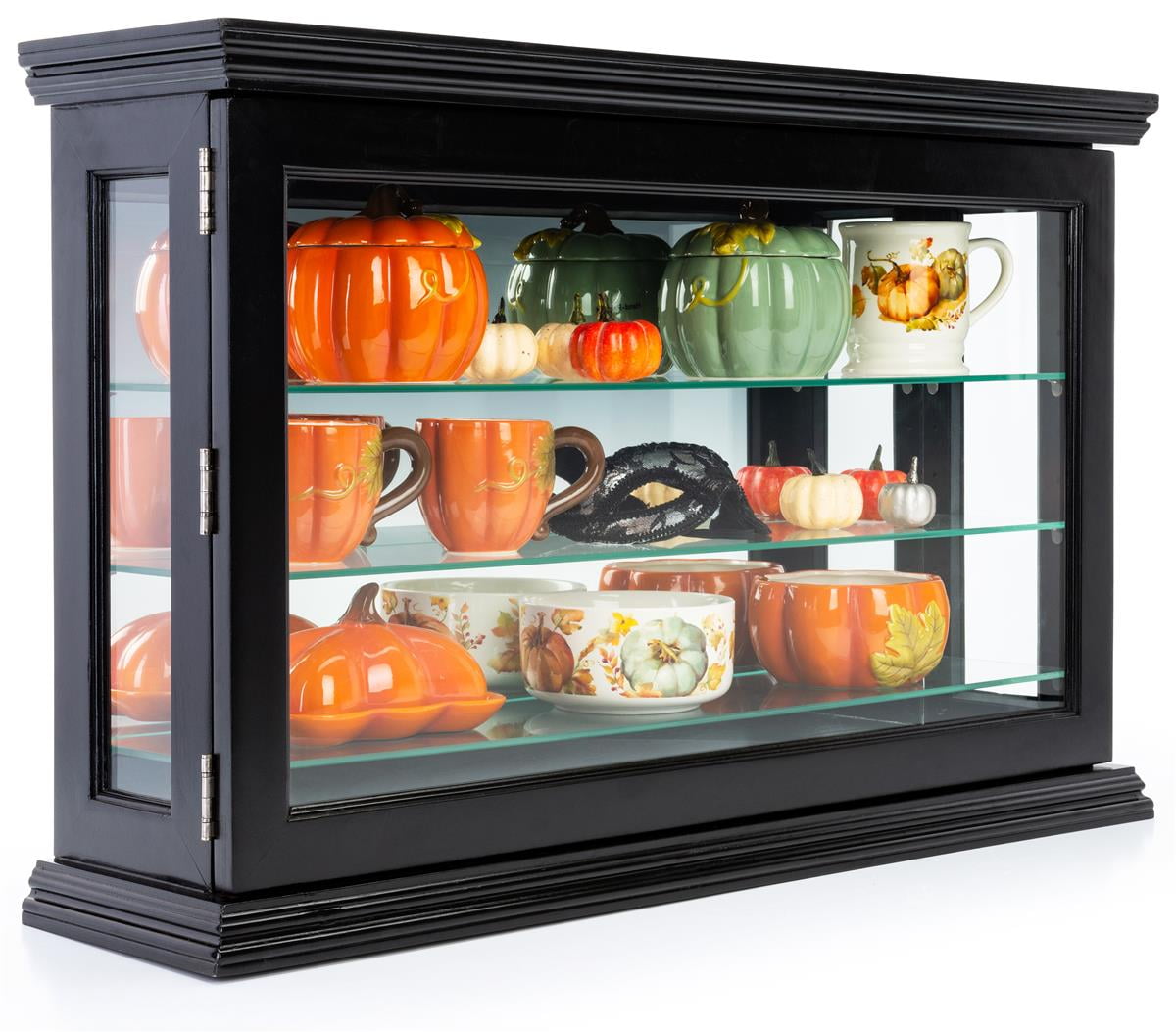 Displays2go Wooden Curio China Wall or Counter Mahogany