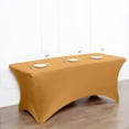thumbnail image 2 of Balsa Circle 8 Feet Rectangular Spandex Fitted Party Wedding Tablecloth Gold, 2 of 8