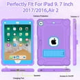 thumbnail image 4 of BMOUO Case for iPad 6th 5th Generation (9.7 inch, 2018/2017), Shockproof Protective iPad 9.7 Case with Built-in Stand/Pencil Holder for iPad 6th/5th Gen, Air 2, Purple+Blue, 4 of 7
