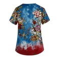 thumbnail image 4 of 4th of July Scrub Tops for Women Casual V Neck USA Flag Print Scrubs Short Sleeve Independence Day Patriotic Scrub Shirts Medical Nurse Workwear Nursing Uniform with Pockets Sky Blue XL, 4 of 4